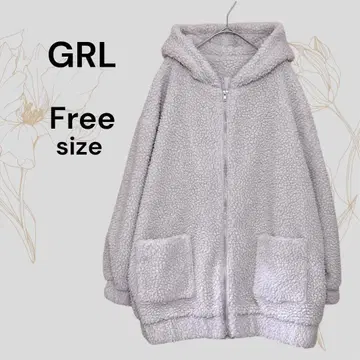 GRL 그레일 보아 자켓 보아 후드티 프리 사이즈 핑크 베이지