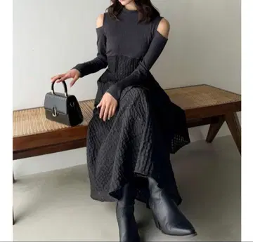 dazzlin 백리본 티어드 콤비 원피스