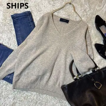 새상품급*쉽스 울 캐시미어 V넥 니트 풀오버 퍼플 루즈핏