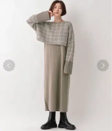 아파트 바이 로리즈 트위드 패턴 니트 2P 원피스