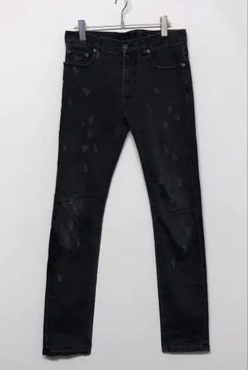 MARC JACOBS 구제 의류 데미지 가공 블랙 데님 슬림 팬츠