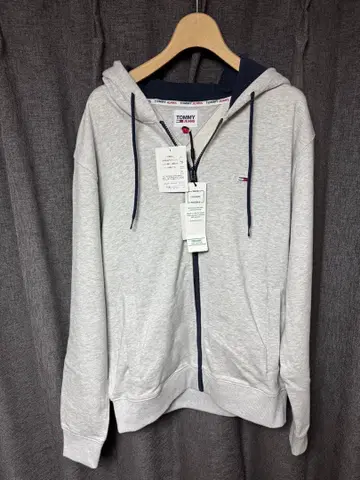 TOMMY JEANS 풀 집업 후드티 그레이