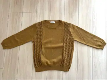 human woman 케이블 니트 머스타드색 긴팔 스웨터 M 사이즈