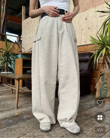 사이드 스트랩 와이드 팬츠 nugu one