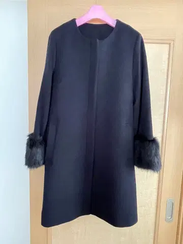 GU 지유 노카라 코트 소매 보아 부착 다크 네이비