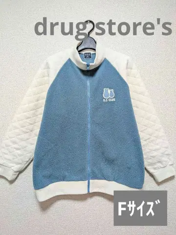 [drug store's] 플리스 자켓 화이트/터콰이즈 F 사이즈