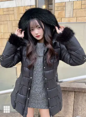 GRL 벨트 포함 퍼 A라인 다운 코트 kd79