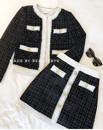 트위드 셋업 블랙/화이트
