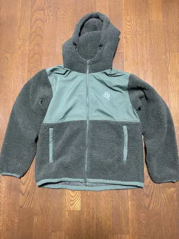 후드 부착 그레이 플리스 자켓