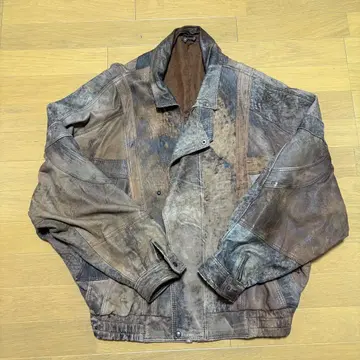 브라운 가죽 더블 브레스트 자켓 레어 90s L 사이즈