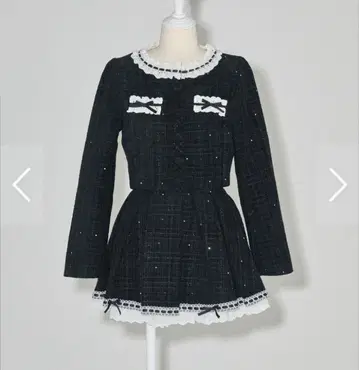 pium 코튼 프릴 트위드 자켓 코튼 프릴 턱 트위드 스커트