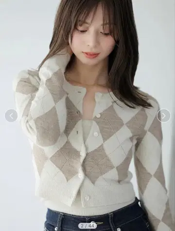 아가일 니트 앙상블 SNIDEL 베이지 미사용 새상품