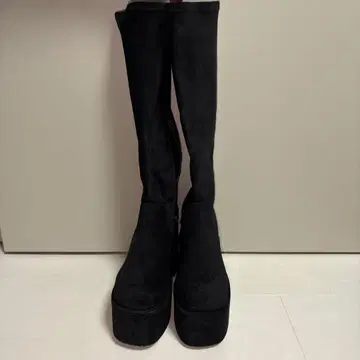 블랙 스웨이드 롱 부츠