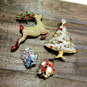 크리스마스 모티브 주얼리 브로치 4세트