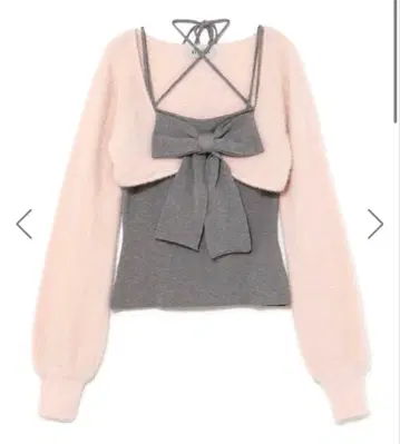 bubbles 리본 니트 앙상블 핑크