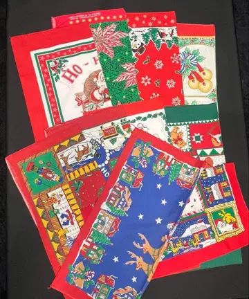 크리스마스 반다나 70~80년대 빈티지 USA제 10장 세트