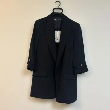 택 포함 새상품 ZARA 롤업 슬리브 블레이저 M 블랙