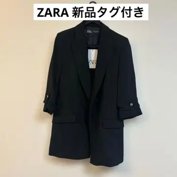 택 포함 새상품 ZARA 롤업 슬리브 블레이저 M 블랙