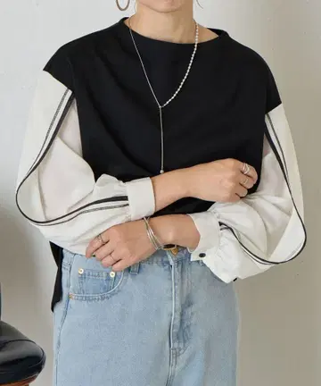 새상품 이번 시즌 Jena 라인 슬리브 분또 티셔츠 블랙