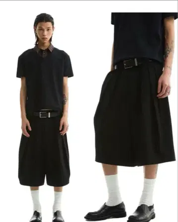 블랙 와이드 실루엣 숏팬츠