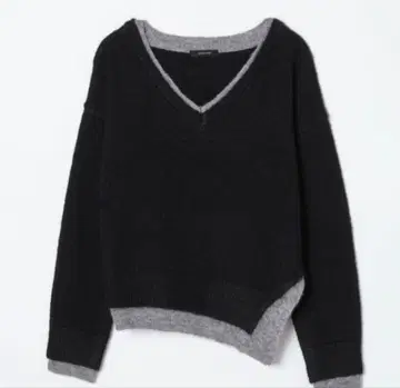 JEANASIS 지나시스 V넥 니트 스웨터 블랙/그레이