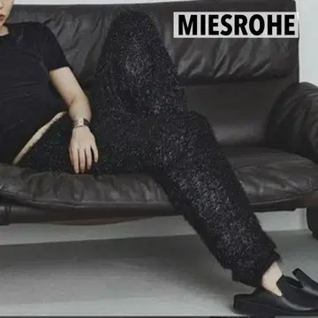 컨디션 최상 MIESROHE 라메 샤기 니트 팬츠 울 혼방 블랙