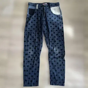 물방울 패턴 다크 블루 데님 팬츠 푸두두 M