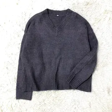 [ 새상품급 ] coca 코카 V넥 니트 오버 니트 L 사이즈 다크 퍼플