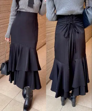 백 레이스업 아지메 캉캉 스커트 INGNI