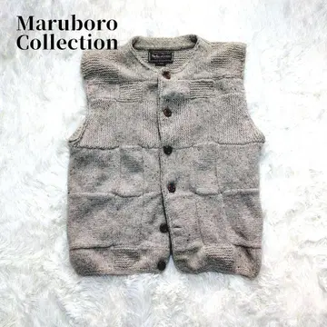 말보로 컬렉션 니트 베스트 울 실크 베이지