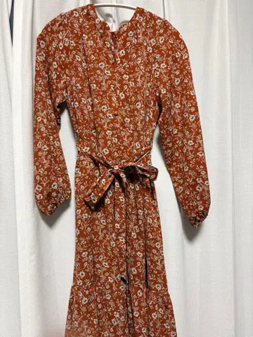 꽃무늬 롱 원피스 끈 벨트 포함