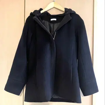 a v v (아베베) 후드 부착 네이비 울 코트 2way XS