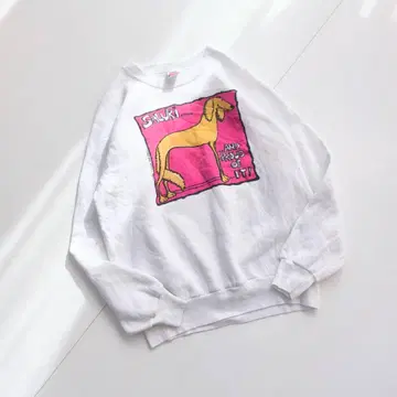 USA 90s 살루키견 프린트 맨투맨 애니멀