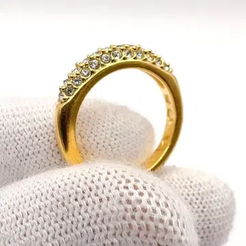 스와로브스키 반지 링 클리어 크리스탈 파베 골드 톤 15호