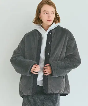 완판! coca 리버서블 퀼팅 블루종 차콜 M 사이즈 아우터