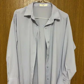 Samansa Mos2 롱 셔츠 M 사이즈 옅은 파랑 보라색