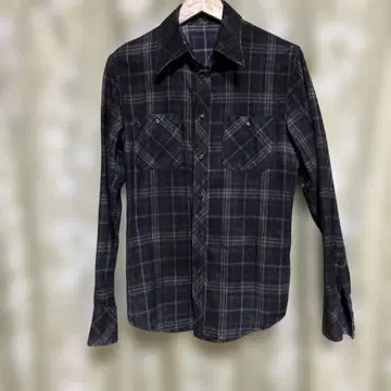 셀락 블랙 계열 체크 긴팔 플란넬 셔츠 48