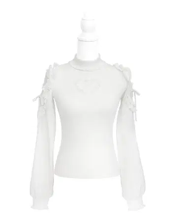 허니뮤우 하트컷 터틀 니트 화이트 프리 사이즈