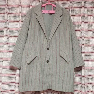 [ 새상품 ] 빅 사이즈 4L 스트라이프 패턴 체스터 코트