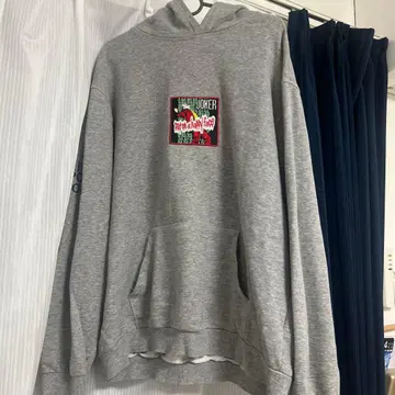 그레이 프론트 그래픽 후드티