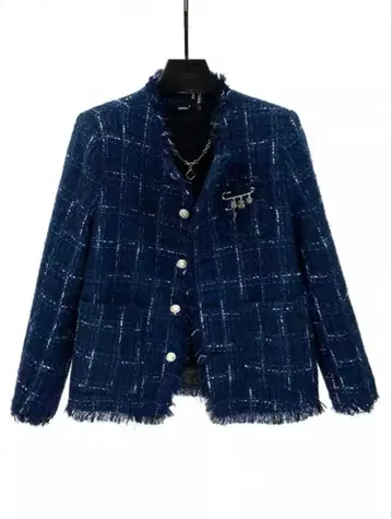[ ALUDE SELECT ] blue check tweed jacket