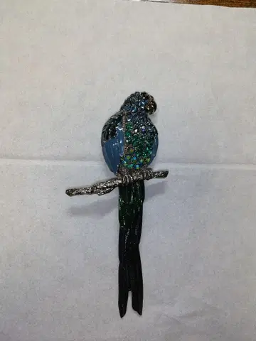 브로치 청록색 스톤 장식