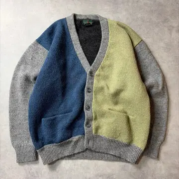 90s J.crew 절개 가디건 크레이지 패턴 울