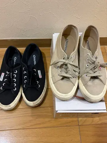 SUPERGA 스니커즈 2켤레 세트 블랙 베이지