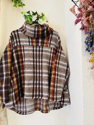 drug store's 체크 무늬 하이넥 튜닉 3