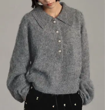 LOWRYSFARM 폴로 니트 풀오버 LS 그레이