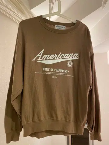 Americana 브라운 프린트 긴팔 T셔츠