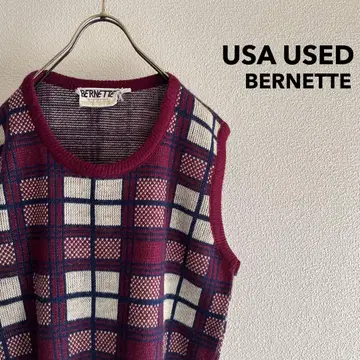 구제 의류 USA 'BERNETTE' Plaid Knit Vest