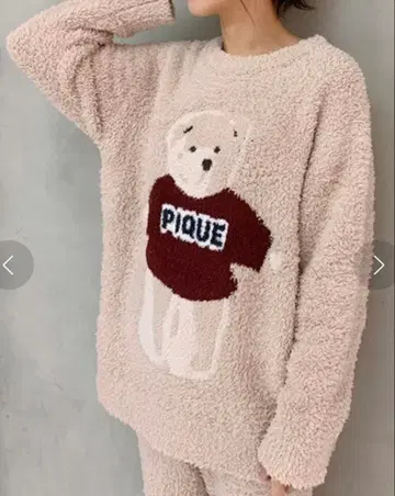 택 포함 미사용 젤라또피케 풀오버 곰 베어 베이지 룸웨어