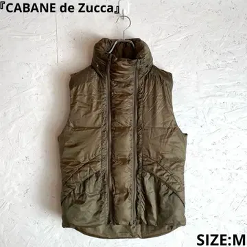 [ CABANE de Zucca ] 지퍼 디자인 다운 베스트 카키색 M